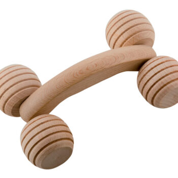 Carone - Sapone di Aleppo - MASSAGGIATORE 4 RUOTE grande in legno grezzo – lunghezza cm 19