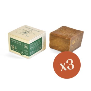 3 Pezzi - SAPONE DI ALEPPO olio d’oliva e olio di alloro 16% - 180 g