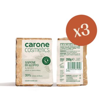 3 Pezzi - SAPONE DI ALEPPO olio d’oliva e olio di alloro 20% - 200 g - KADAH