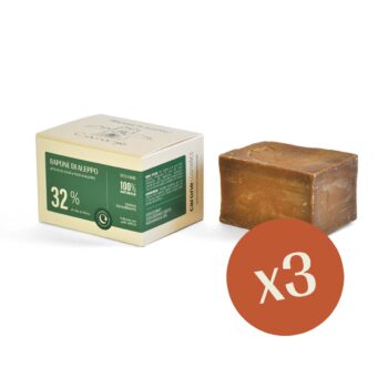 3 Pezzi - SAPONE DI ALEPPO olio d’oliva e olio di alloro 32% - 180 g