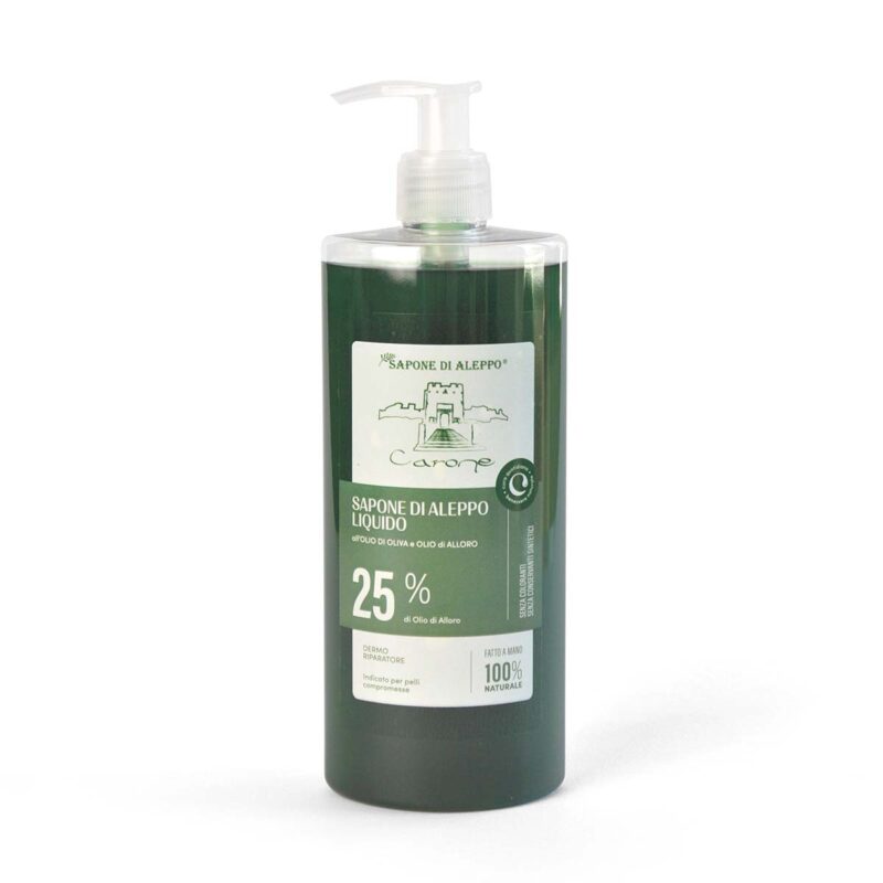 SAPONE DI ALEPPO LIQUIDO olio d’oliva e olio di alloro 25% - 400 e 1000 ml - immagine 2