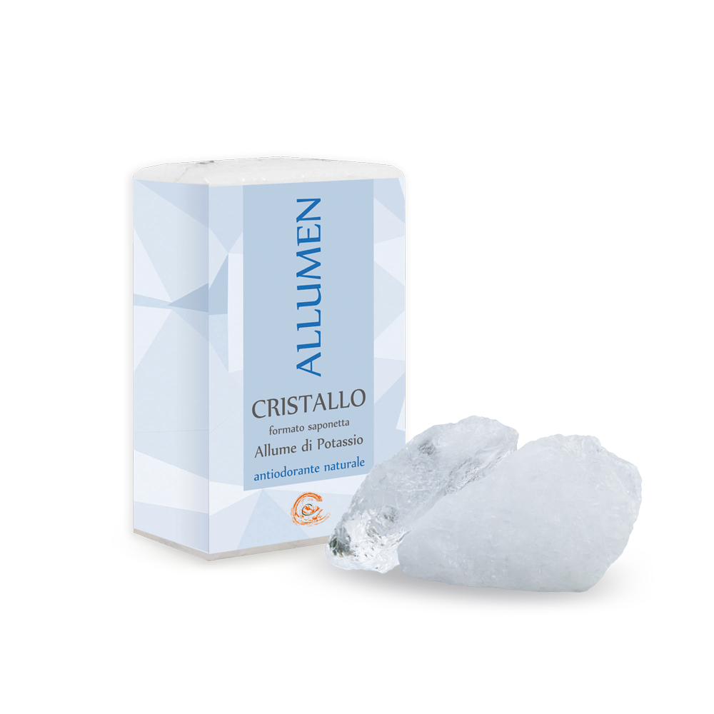 0068 ALLUME DI POTASSIO CRISTALLO TRAFILATO Carone Cosmetics • Sapone di Aleppo • Prodotti Cosmetici Naturali